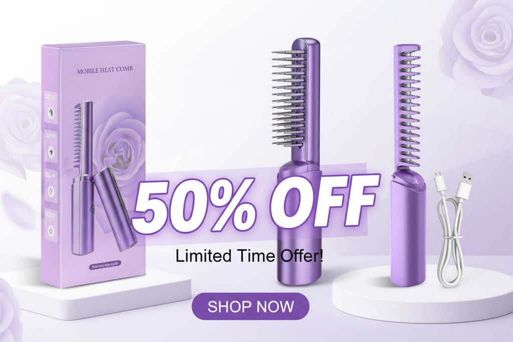 Portable Wireless Hair Straightener Comb for Men & Women | USB Rechargeable | Purple