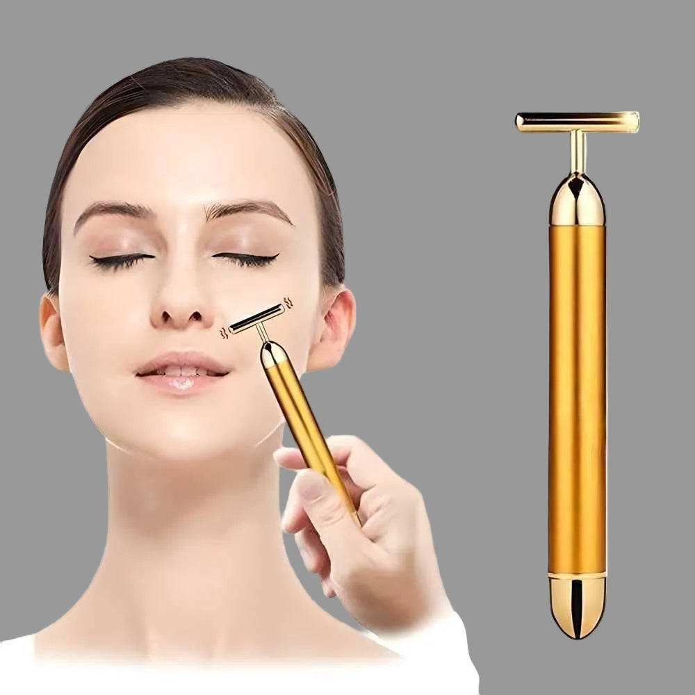 24K Gold Energy Beauty Bar Electric Facial Massage Roller