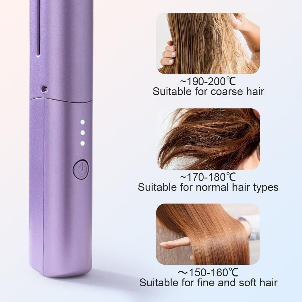 Portable Wireless Hair Straightener Comb for Men & Women | USB Rechargeable | Purple