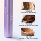 Portable Wireless Hair Straightener Comb for Men & Women | USB Rechargeable | Purple