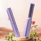 Portable Wireless Hair Straightener Comb for Men & Women | USB Rechargeable | Purple