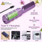 Portable Wireless Hair Straightener Comb for Men & Women | USB Rechargeable | Purple