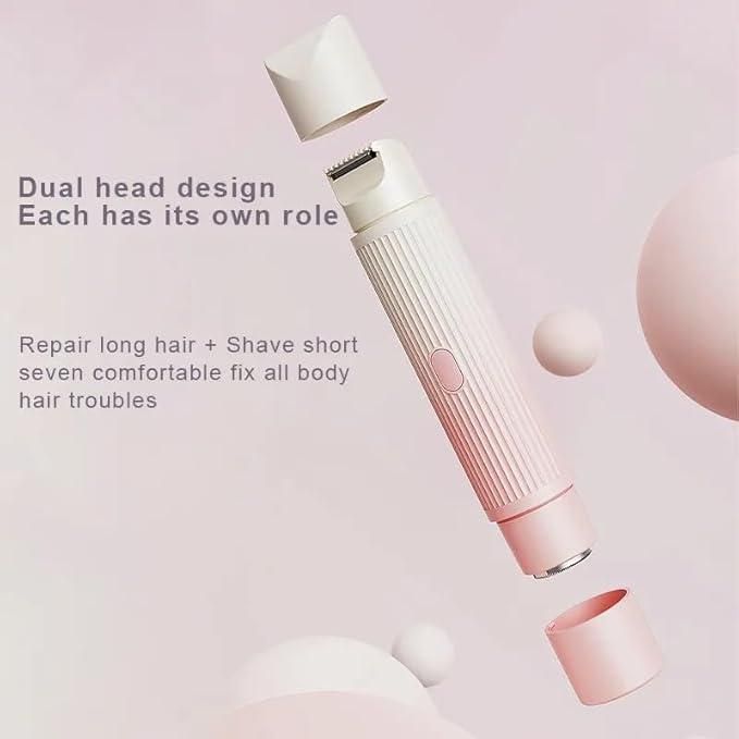 Electric Razor for Women – Dual Head Painless Hair Trimmer for Underarms, Bikini Line & Legs